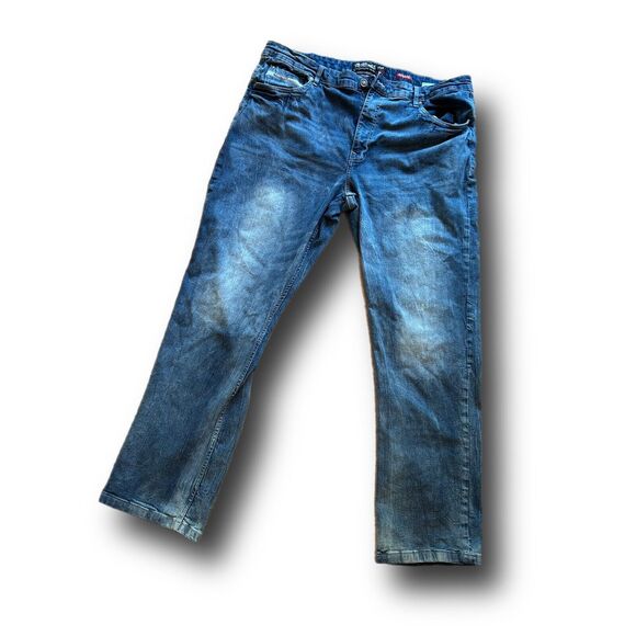 Ecko Unltd Stretchy Athletic Men Size 40 (Measure 40x34) Dark Denim Faded Jeans - Picture 1 of 9